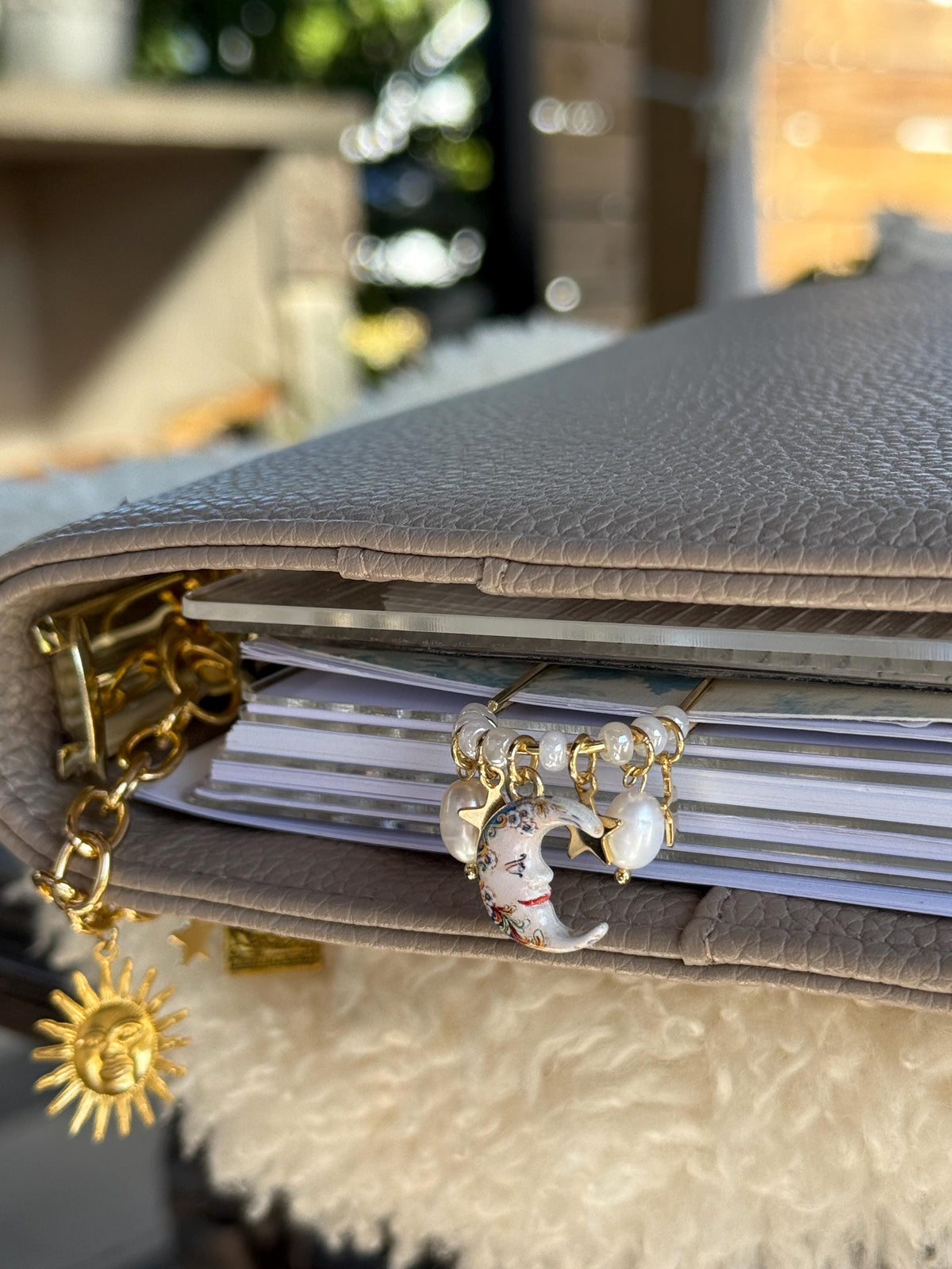 Gold Moon & Pearl Planner Clip