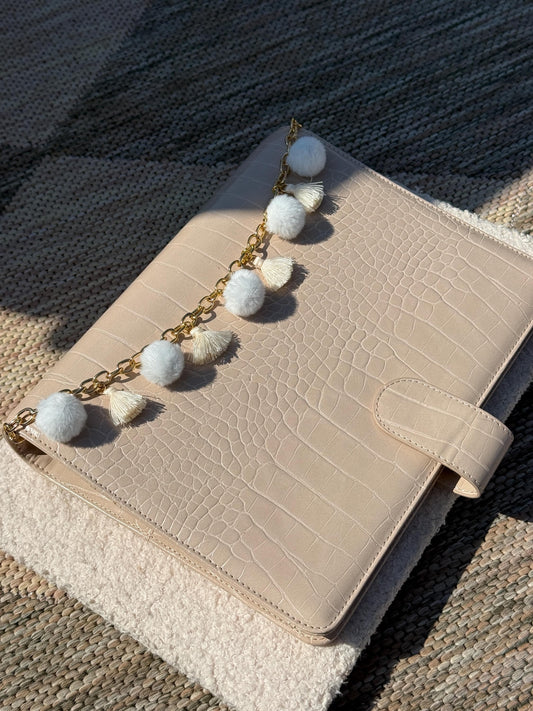 White Pom Pom Tassel Planner Chain
