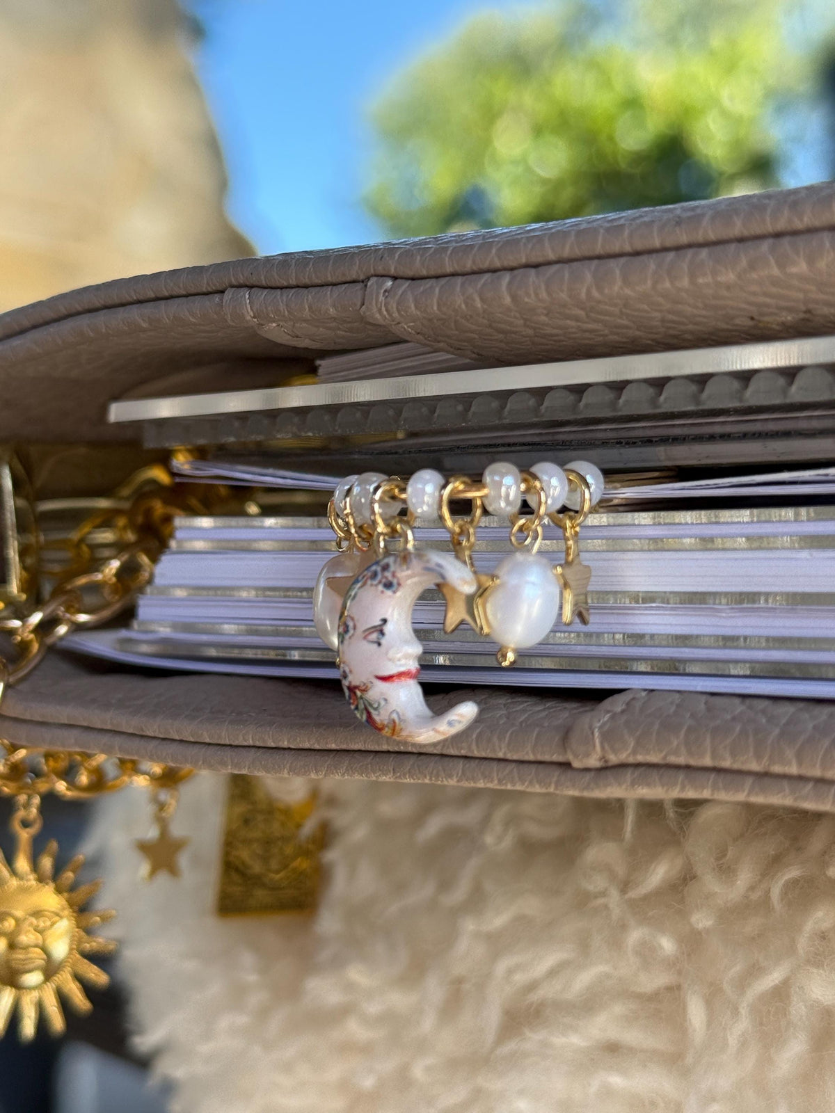 Gold Moon & Pearl Planner Clip