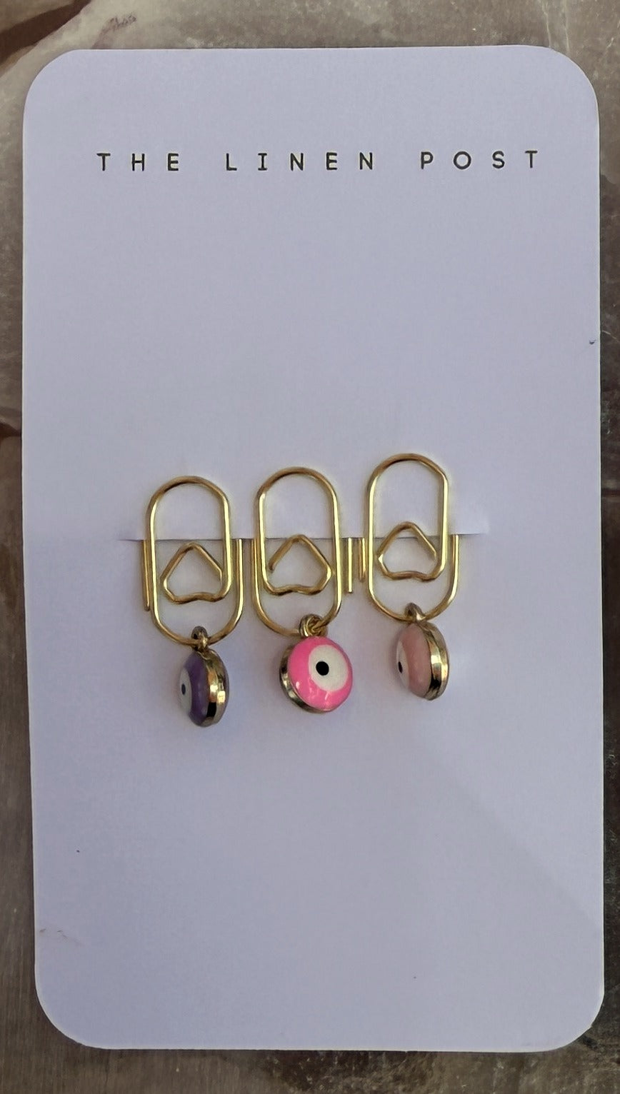 Mini Evil Eye Heart Clip Set in Purple Pink Blush